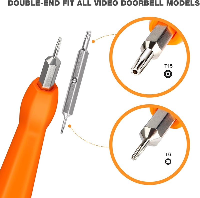HAO HELPER Video Screwdriver Bit Set for Battery and Wifi Access - Fits All Video Doorbell Models (Orange) - Image 2